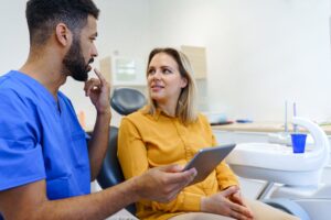 dentist in Katy TX discussing sedation dentistry with patient